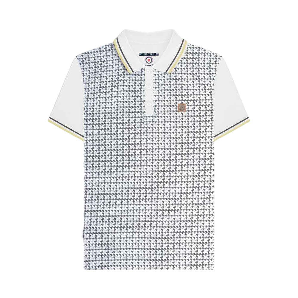White-Iron-Silver - Front - Lambretta Mens Houndstooth Polo Shirt