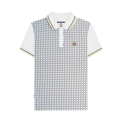 White-Iron-Silver - Front - Lambretta Mens Houndstooth Polo Shirt