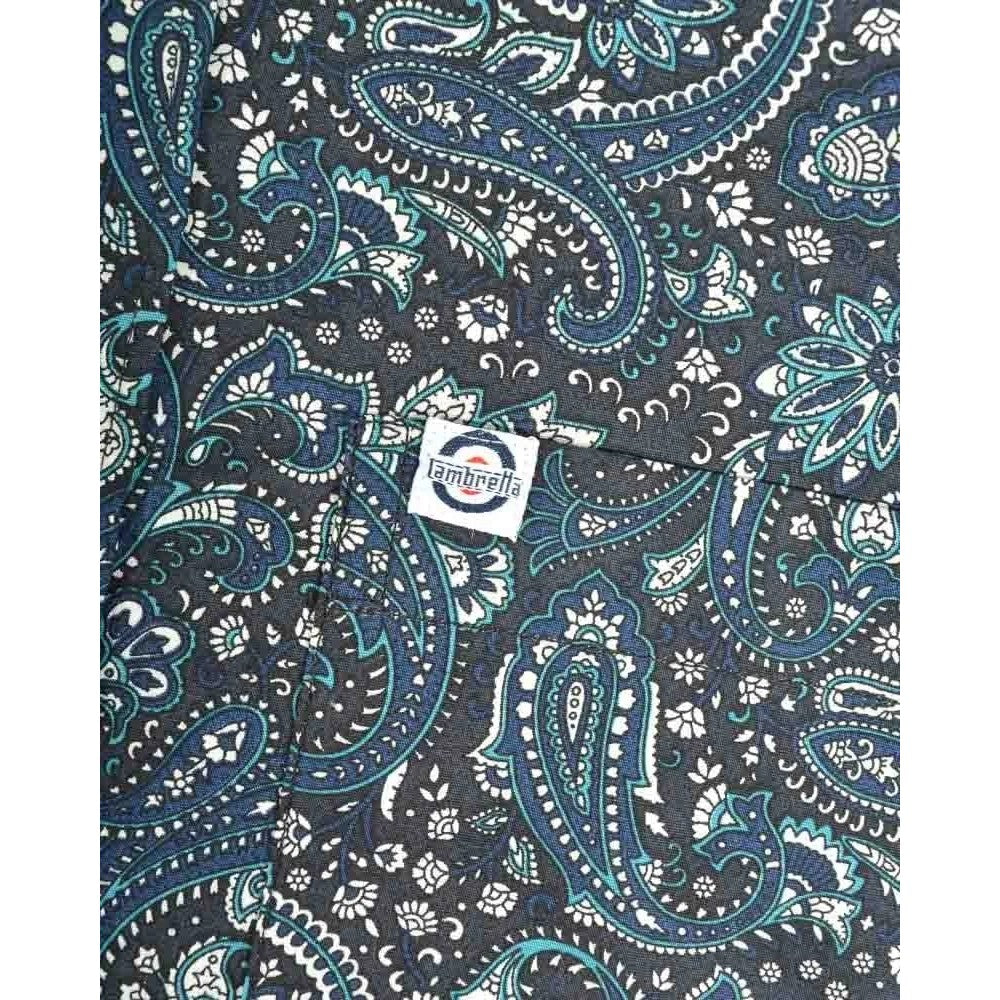 Black-Grey-Blue - Side - Lambretta Mens Paisley Shirt