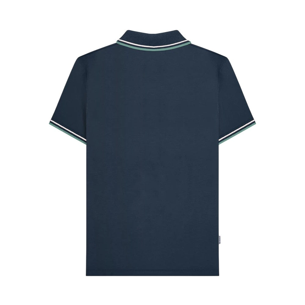 Navy-Smoke Blue - Back - Lambretta Mens Vertical Stripe Polo Shirt