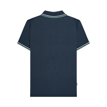 Navy-Smoke Blue - Back - Lambretta Mens Vertical Stripe Polo Shirt