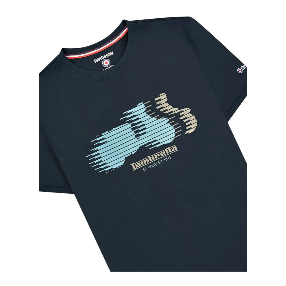 Navy - Side - Lambretta Mens Scooter Blur T-Shirt