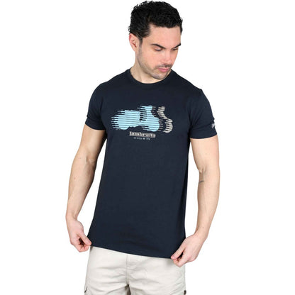 Navy - Close up - Lambretta Mens Scooter Blur T-Shirt
