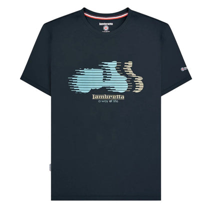 Navy - Front - Lambretta Mens Scooter Blur T-Shirt