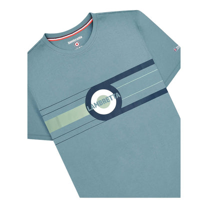 Smoke Blue - Side - Lambretta Mens Target Band T-Shirt