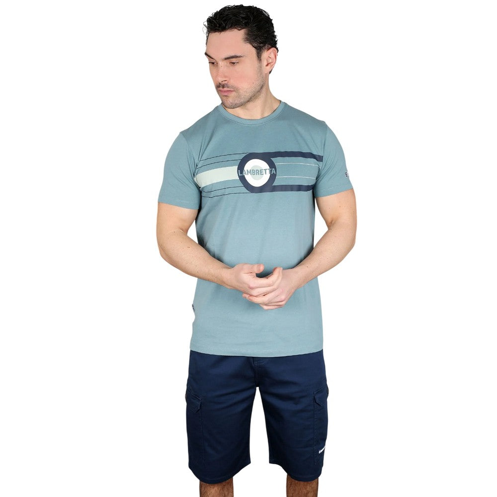 Smoke Blue - Close up - Lambretta Mens Target Band T-Shirt