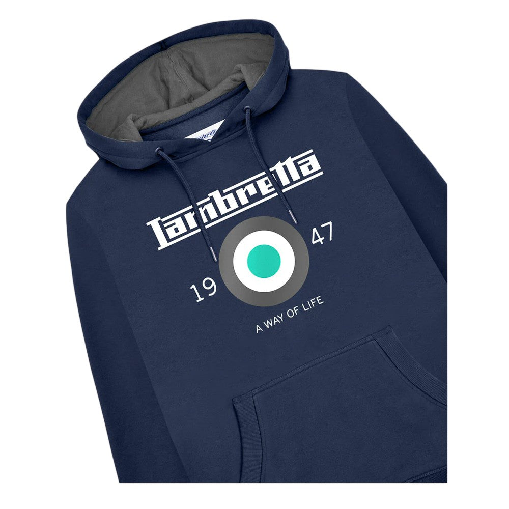 Navy-Waterfall - Side - Lambretta Mens Target Hoodie