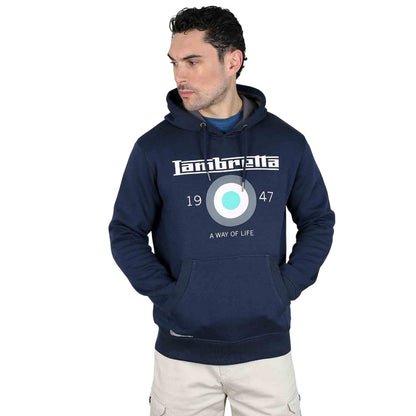 Navy-Waterfall - Close up - Lambretta Mens Target Hoodie
