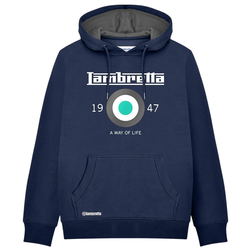 Navy-Waterfall - Front - Lambretta Mens Target Hoodie