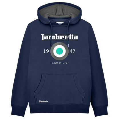 Navy-Waterfall - Front - Lambretta Mens Target Hoodie