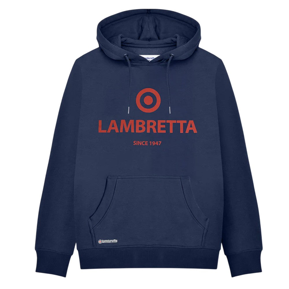 Dark Navy - Front - Lambretta Mens Target Logo Hoodie
