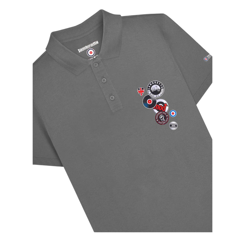 Iron - Side - Lambretta Mens Badge Polo Shirt