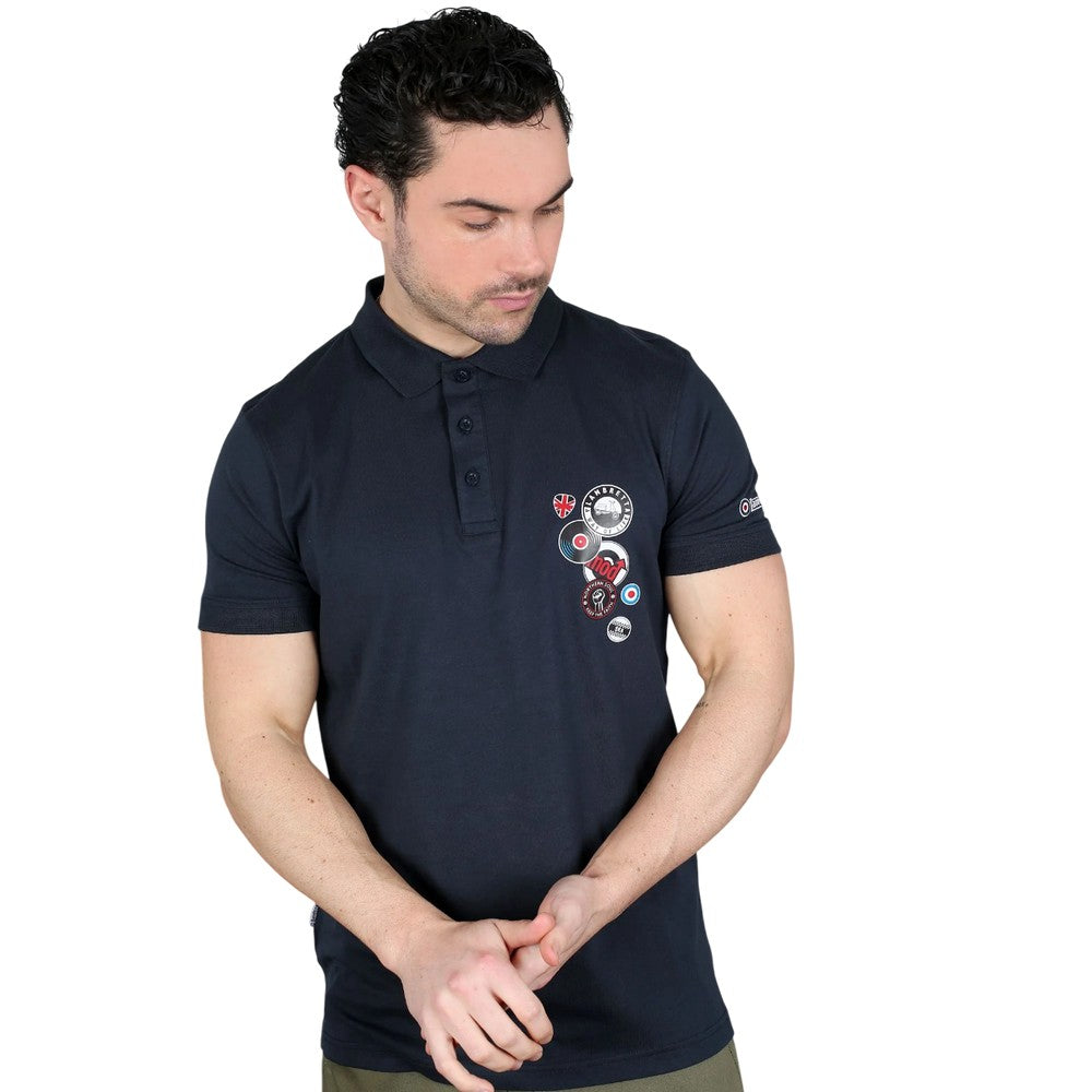 Navy - Pack Shot - Lambretta Mens Badge Polo Shirt