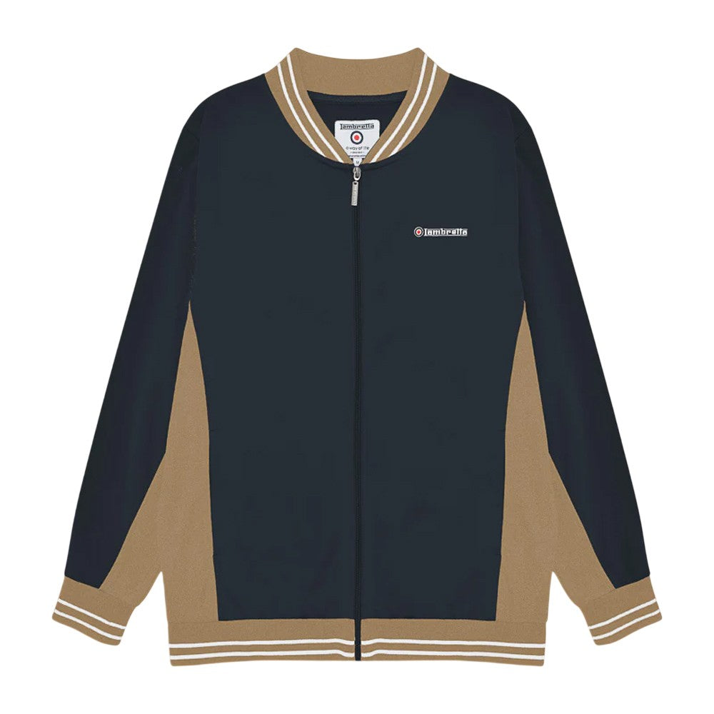 Navy-Cashew-White - Front - Lambretta Mens Vintage Jacket
