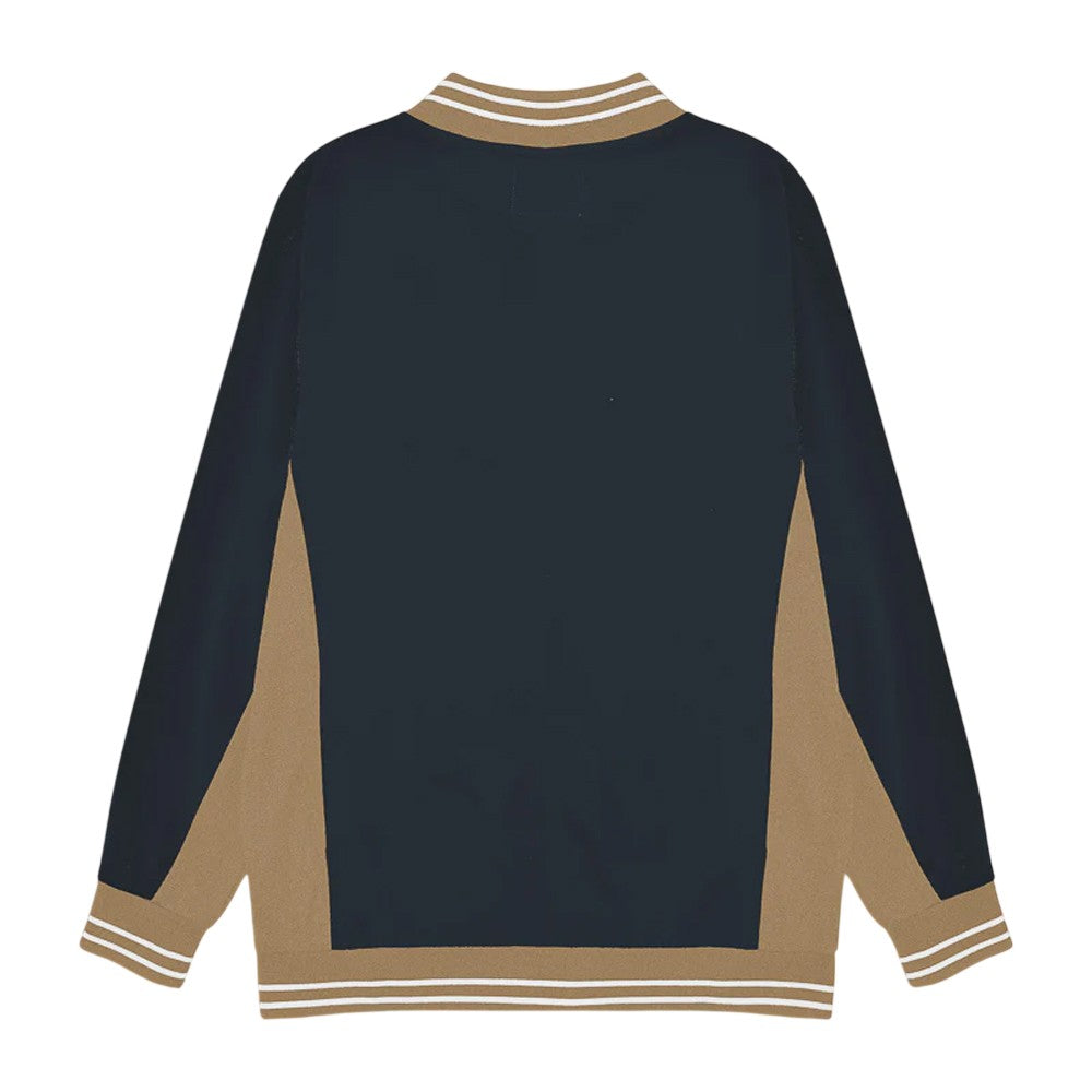 Navy-Cashew-White - Back - Lambretta Mens Vintage Jacket