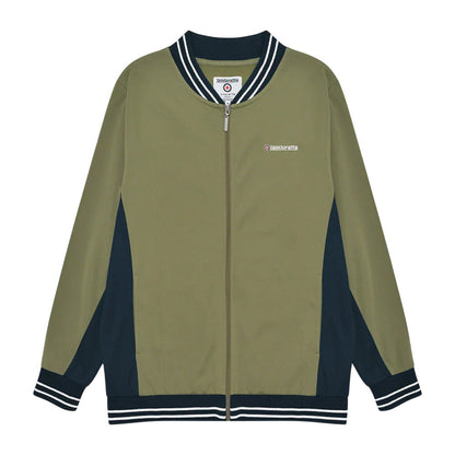 Khaki Green-Dark Navy-White - Front - Lambretta Mens Vintage Jacket