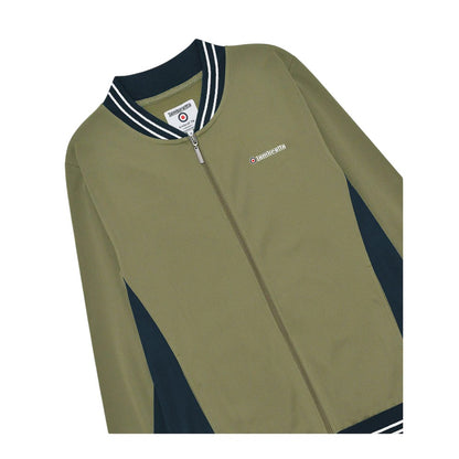 Khaki Green-Dark Navy-White - Side - Lambretta Mens Vintage Jacket