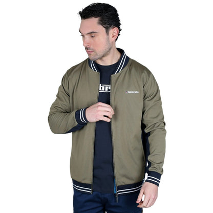 Khaki Green-Dark Navy-White - Pack Shot - Lambretta Mens Vintage Jacket
