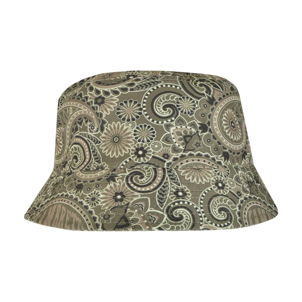 Khaki Green - Back - Lambretta Paisley Bucket Hat