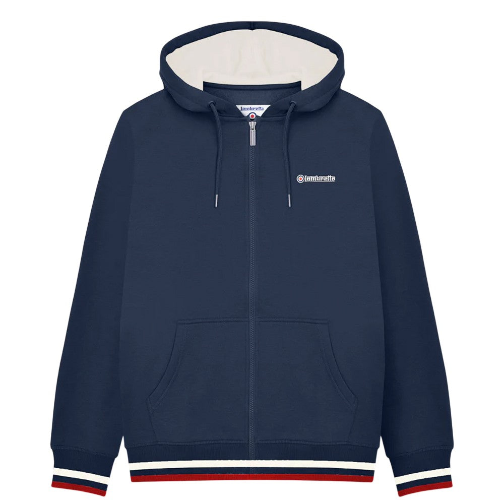 Navy-Jetstream-Red - Front - Lambretta Mens Full Zip Hoodie