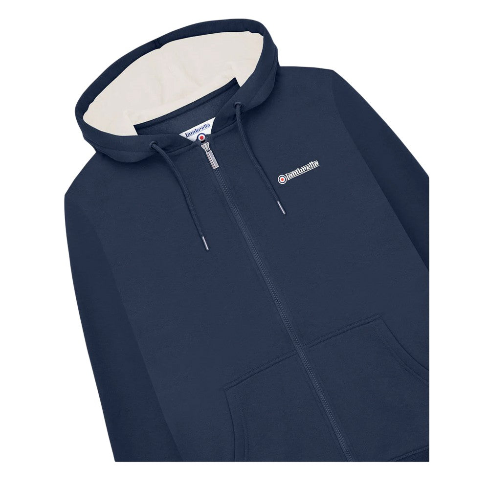 Navy-Jetstream-Red - Side - Lambretta Mens Full Zip Hoodie