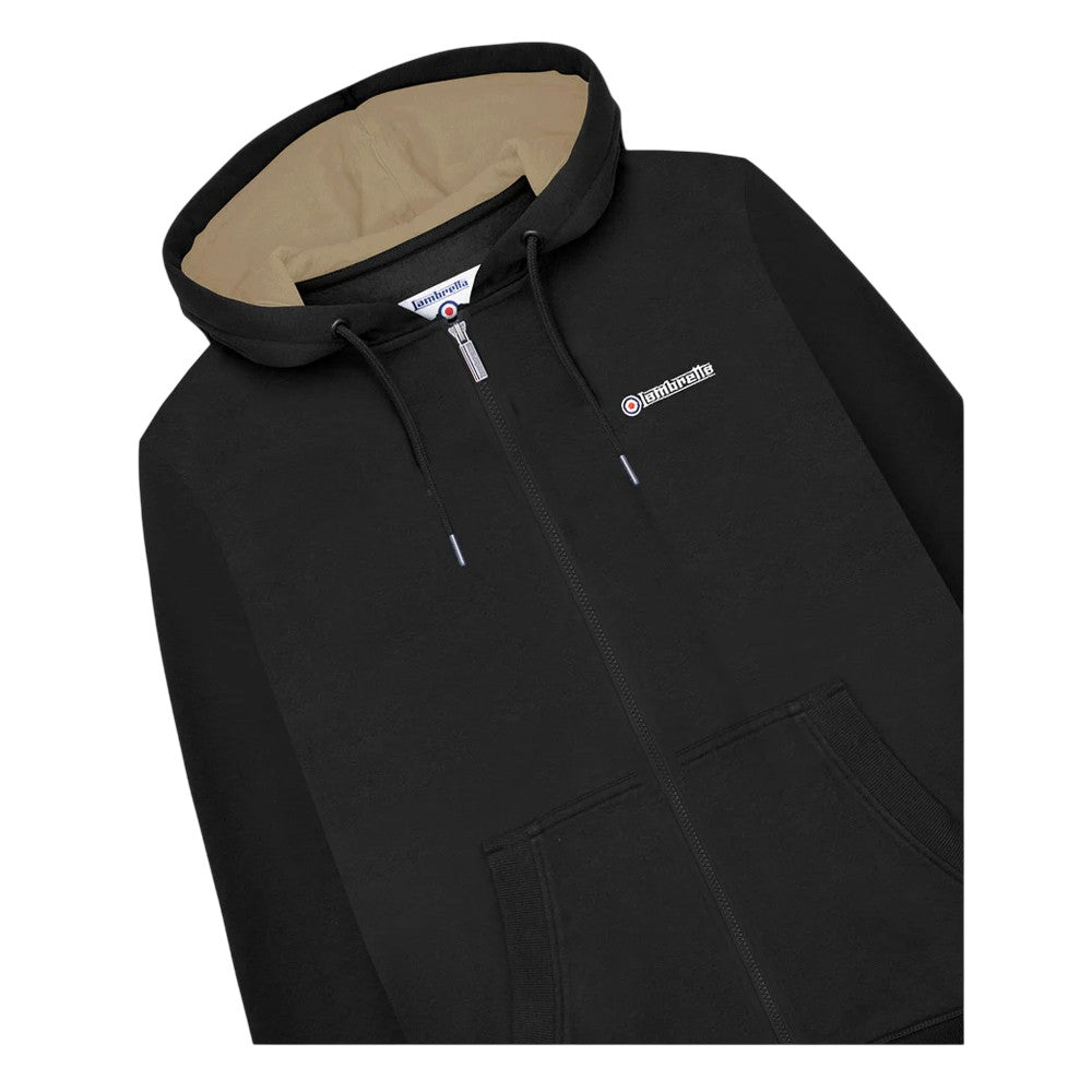 Black-Cashew-Gold - Side - Lambretta Mens Full Zip Hoodie