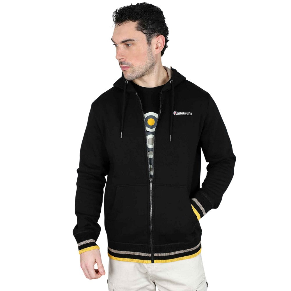 Black-Cashew-Gold - Close up - Lambretta Mens Full Zip Hoodie