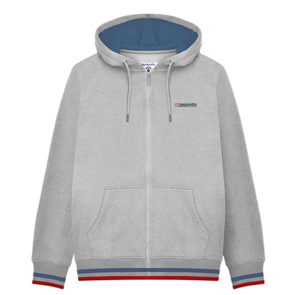 Grey-Dark Blue-Red - Front - Lambretta Mens Full Zip Hoodie