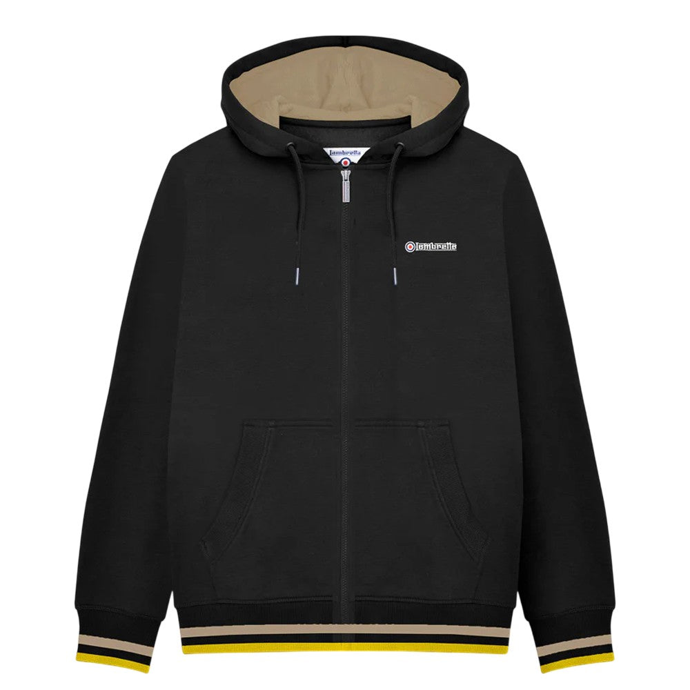Black-Cashew-Gold - Front - Lambretta Mens Full Zip Hoodie