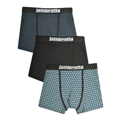 Navy-Silver-Black - Back - Lambretta Mens Target Boxer Shorts (Pack of 3)