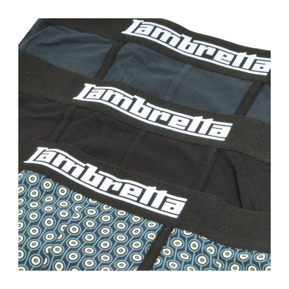 Navy-Silver-Black - Side - Lambretta Mens Target Boxer Shorts (Pack of 3)