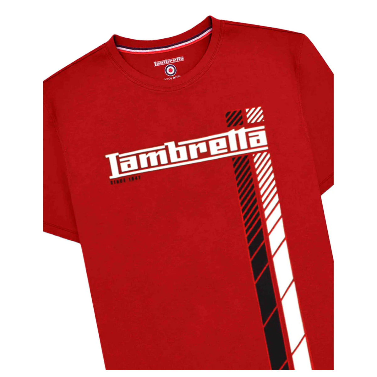 Red - Side - Lambretta Mens Racing Stripe T-Shirt