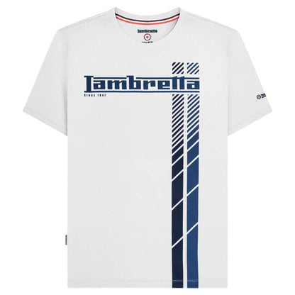 White-Navy-Dark Blue - Front - Lambretta Mens Racing Stripe T-Shirt