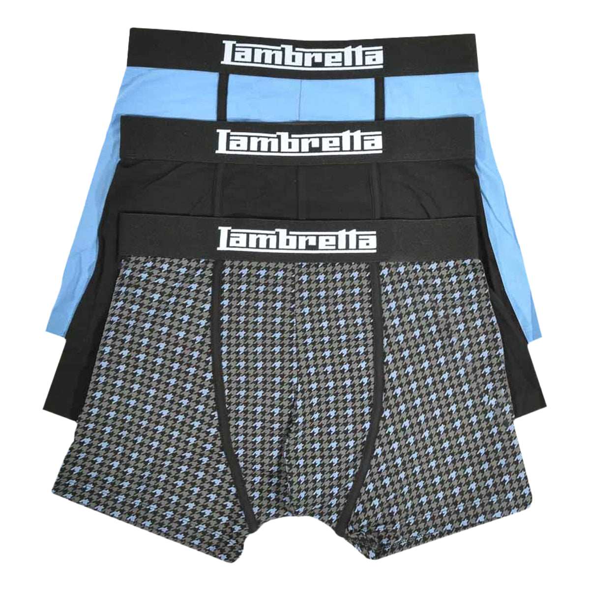 Black-Blue - Back - Lambretta Mens Boxer Shorts (Pack of 3)