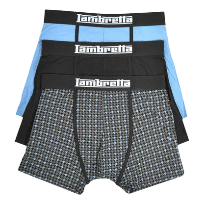 Black-Blue - Back - Lambretta Mens Boxer Shorts (Pack of 3)