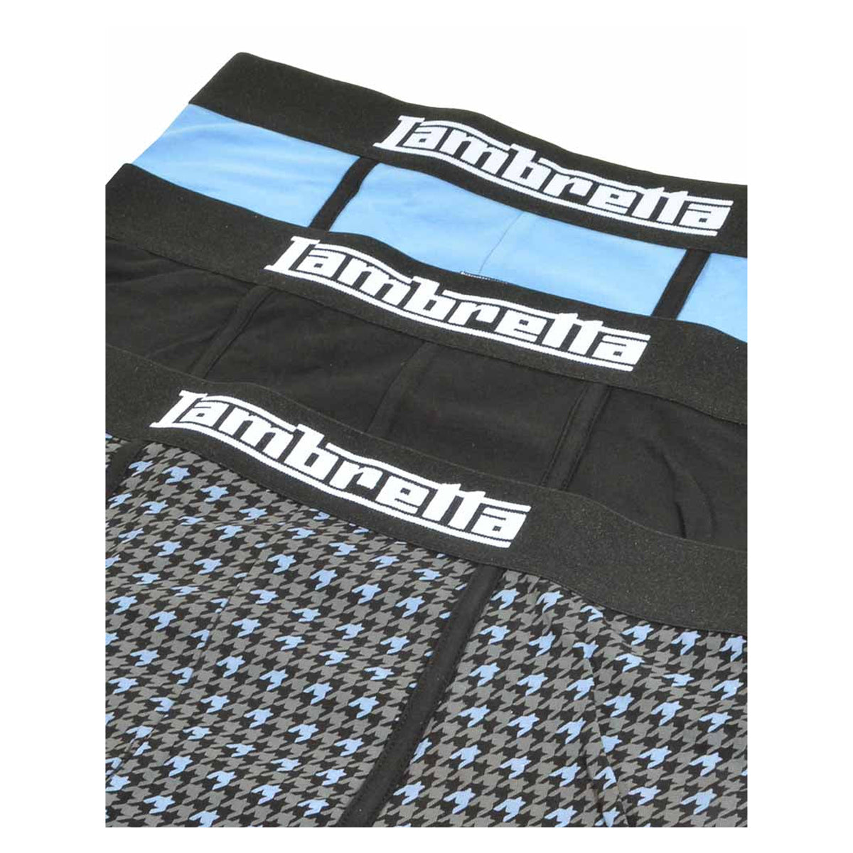 Black-Blue - Side - Lambretta Mens Boxer Shorts (Pack of 3)