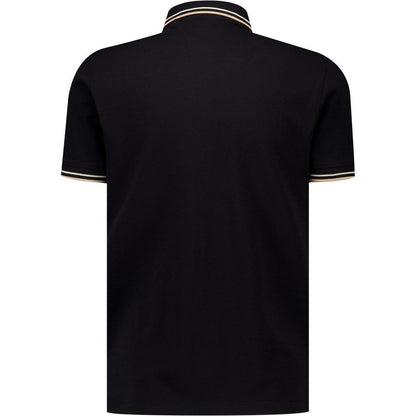 Black-Nomad - Back - Lambretta Mens Classic Yarn Dyed Stripe Logo Polo Shirt