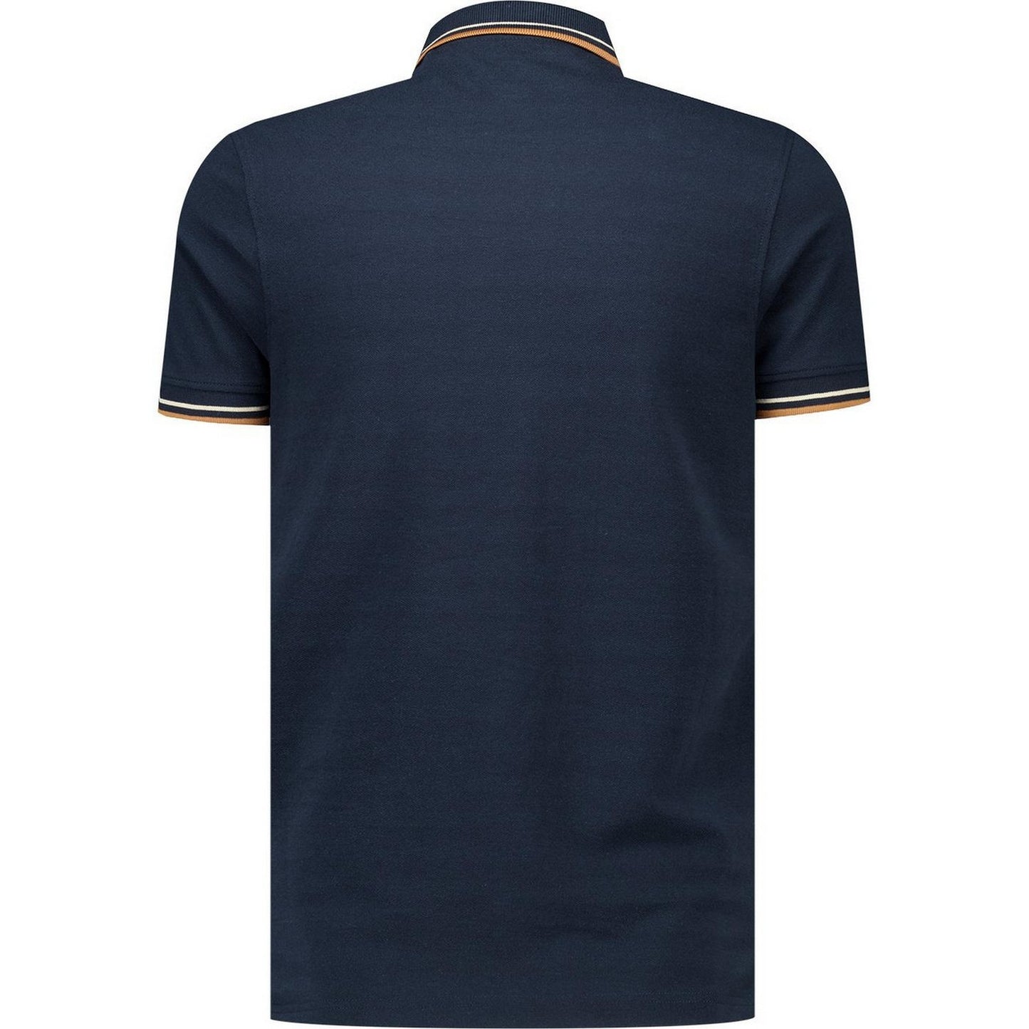 Navy-Smoke Blue - Back - Lambretta Mens Classic Yarn Dyed Stripe Logo Polo Shirt