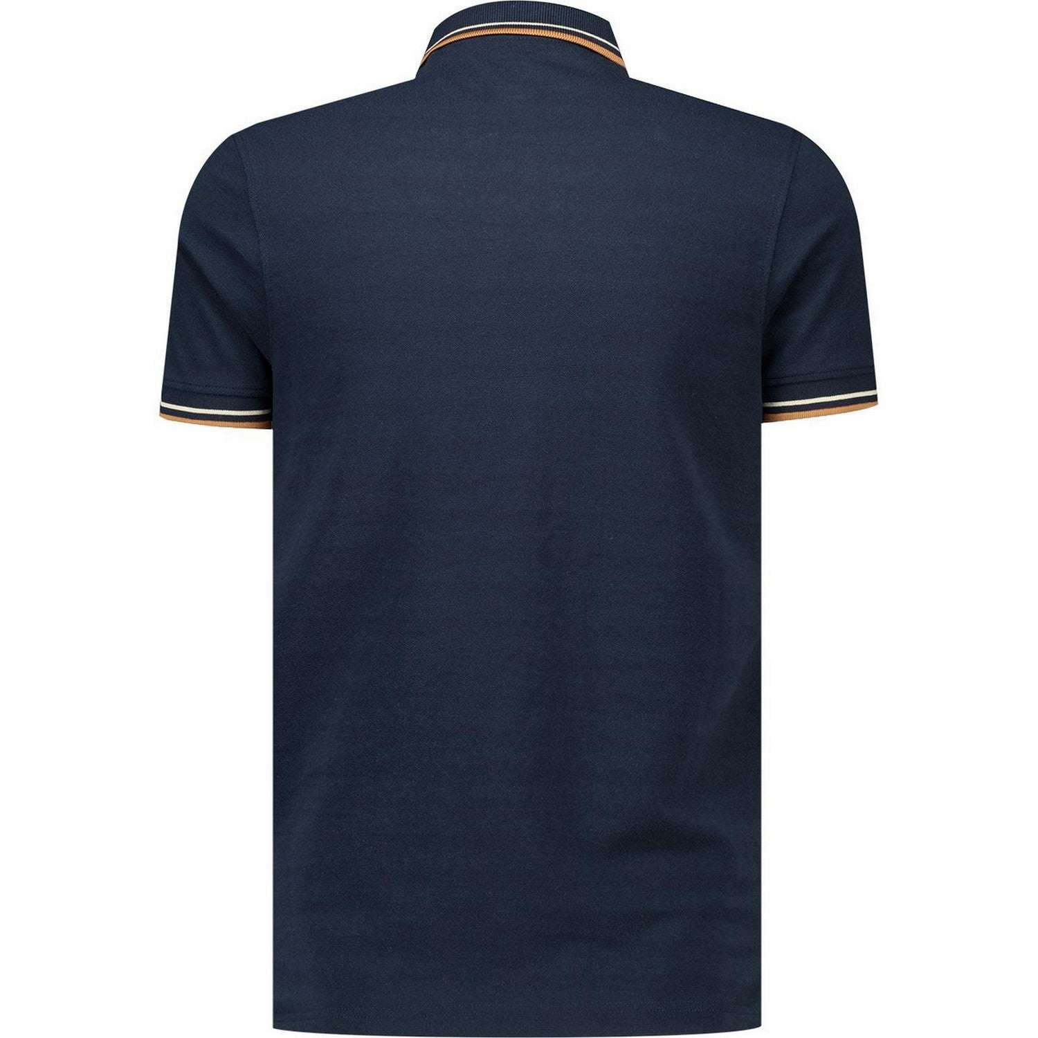 Navy-Smoke Blue - Back - Lambretta Mens Classic Yarn Dyed Stripe Logo Polo Shirt