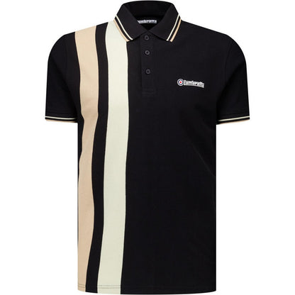 Black-Nomad - Front - Lambretta Mens Classic Yarn Dyed Stripe Logo Polo Shirt