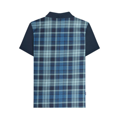 Navy - Back - Lambretta Mens Classic Checked Polo Shirt