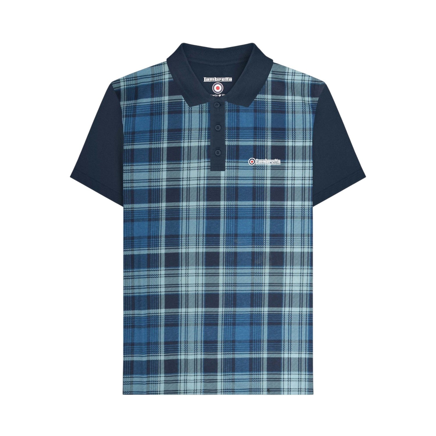 Navy - Front - Lambretta Mens Classic Checked Polo Shirt