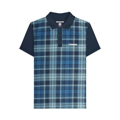 Navy - Front - Lambretta Mens Classic Checked Polo Shirt