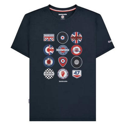Navy - Front - Lambretta Unisex Adult Cotton Badge T-Shirt