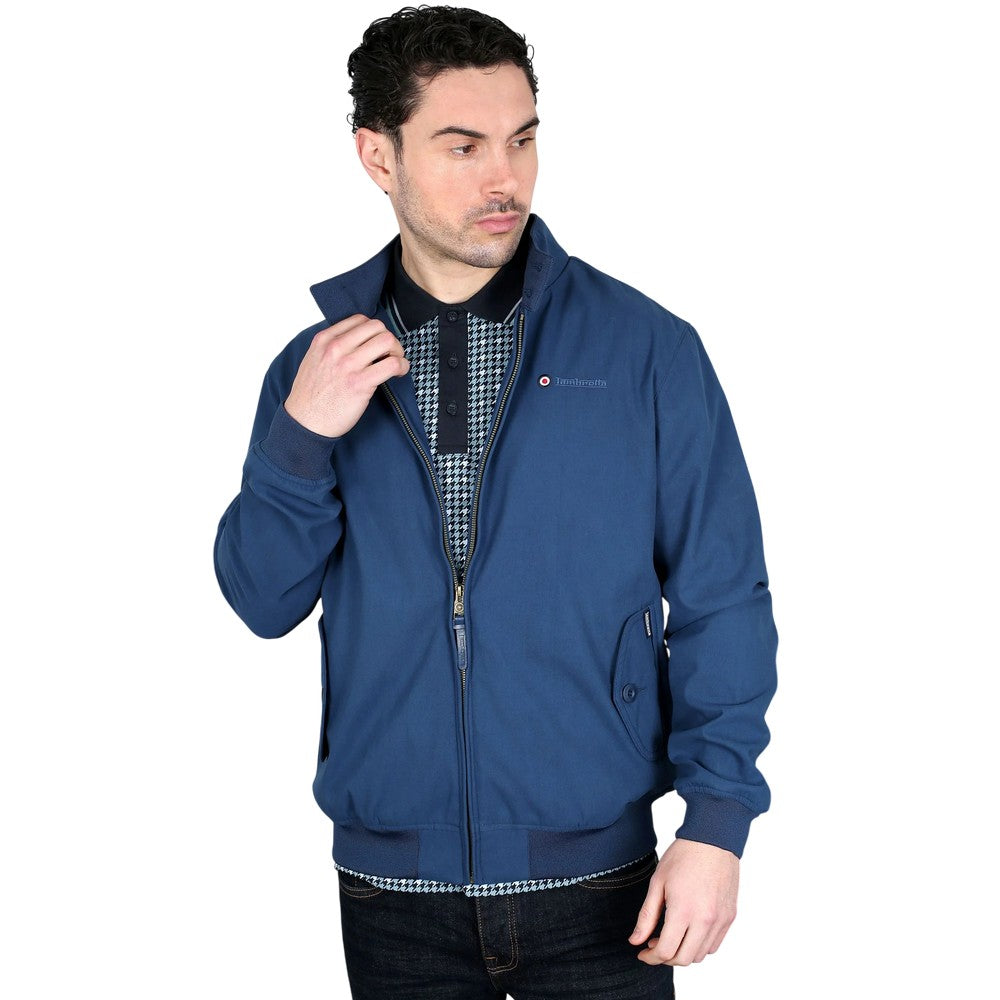 Dark Blue - Close up - Lambretta Mens Target Shower Resistant Hoodie