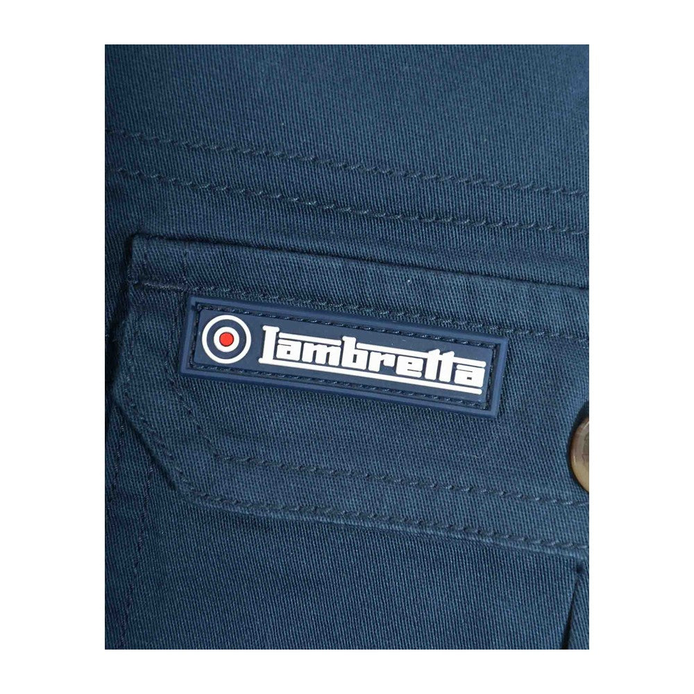Navy - Side - Lambretta Mens Rubberised Logo Cargo Shorts