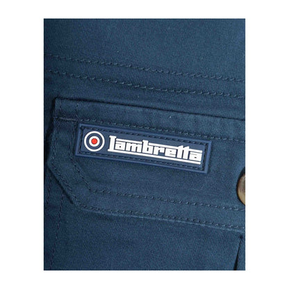 Navy - Side - Lambretta Mens Rubberised Logo Cargo Shorts
