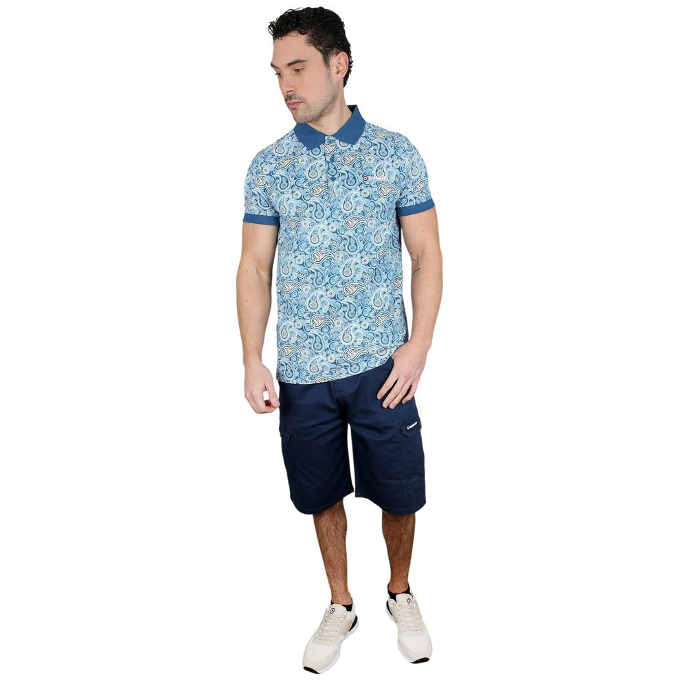 Navy - Lifestyle - Lambretta Mens Rubberised Logo Cargo Shorts