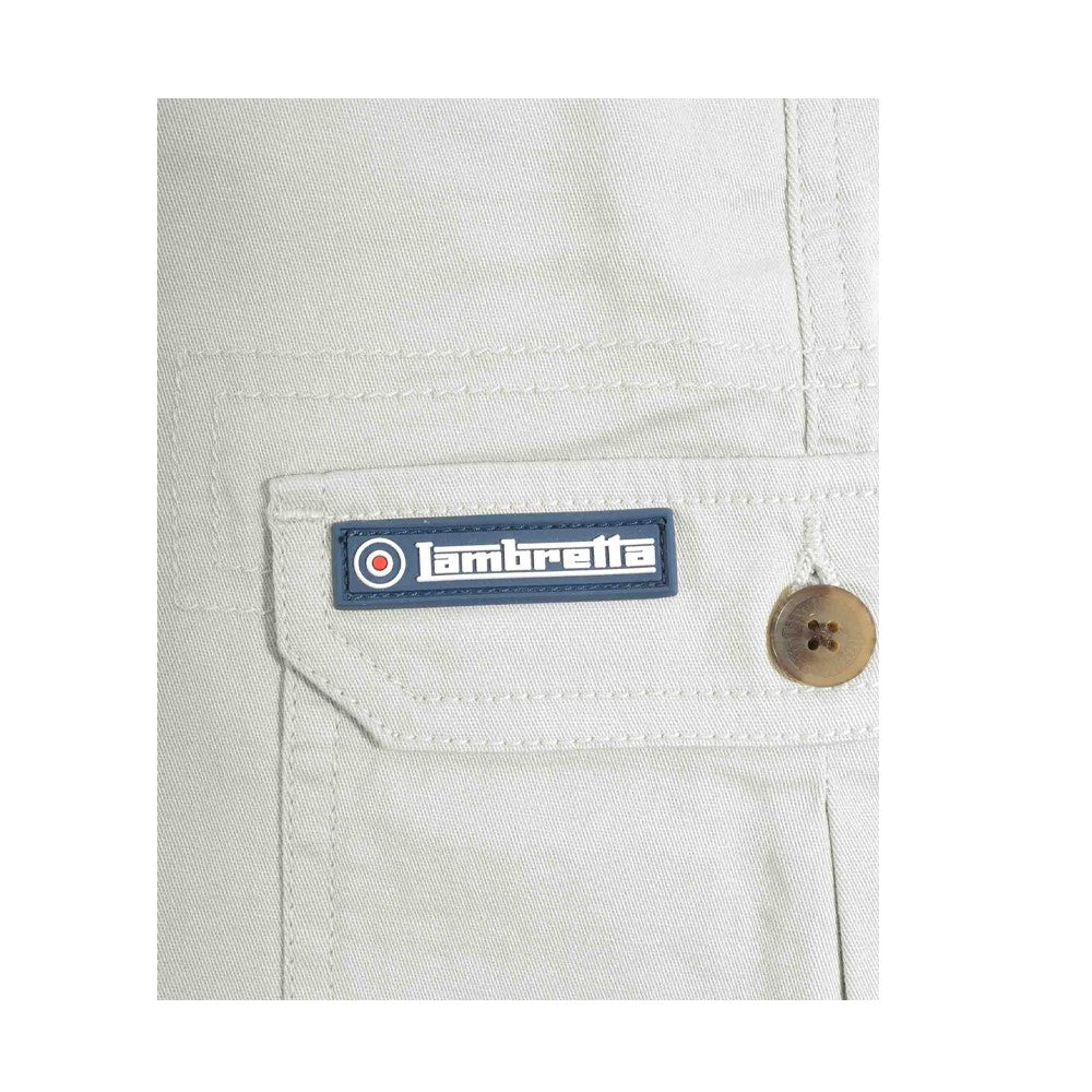 Oatmeal - Side - Lambretta Mens Rubberised Logo Cargo Shorts