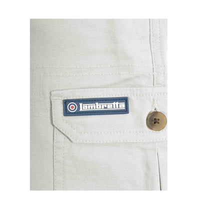 Oatmeal - Side - Lambretta Mens Rubberised Logo Cargo Shorts